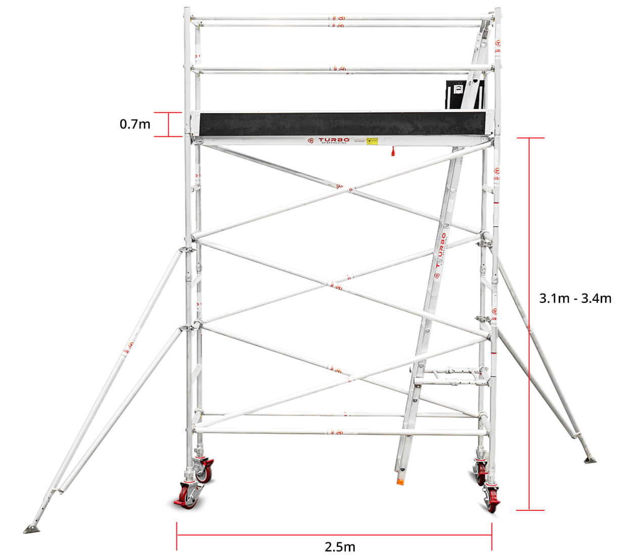 3.1m – 3.4m Narrow Aluminium Mobile Tower (Standing Height)