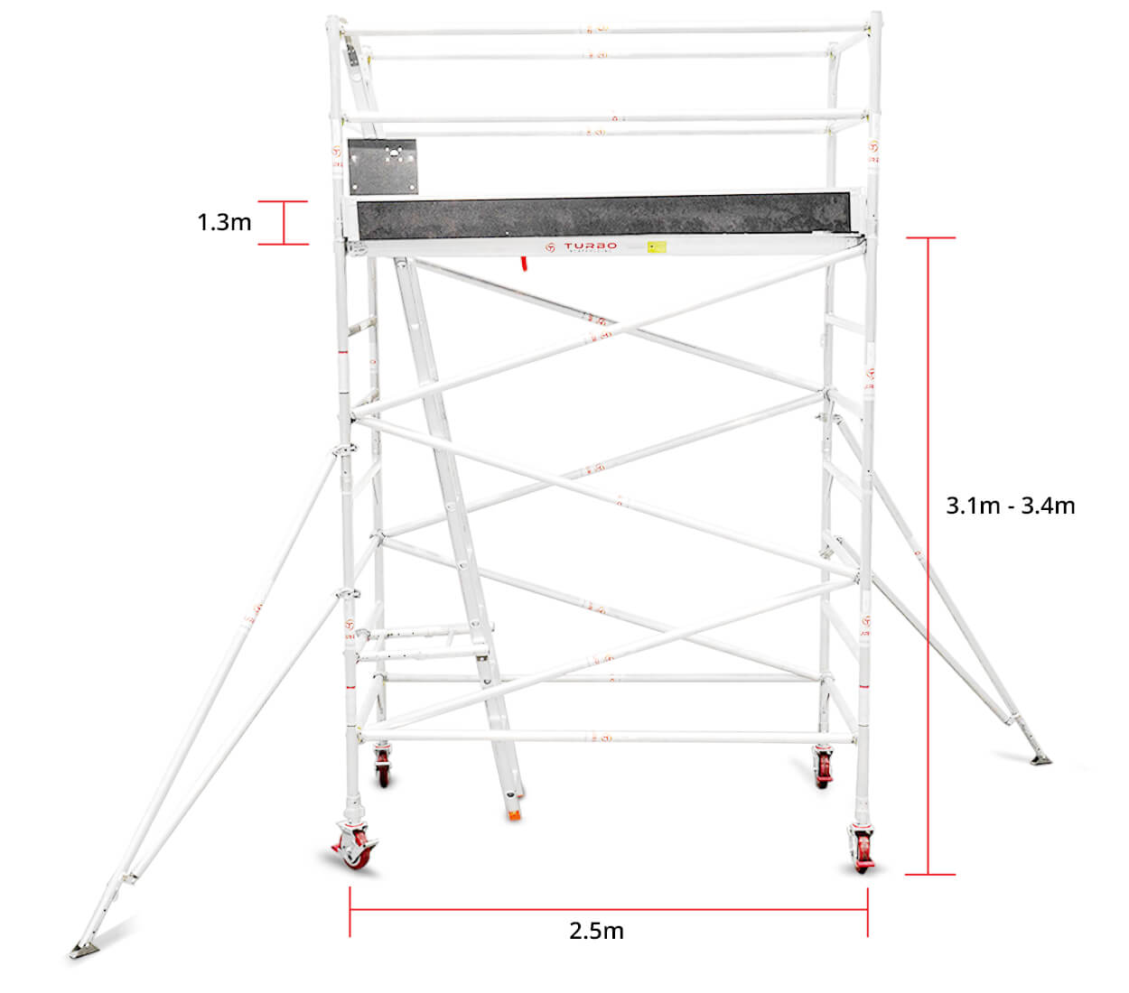 3.1m – 3.4m Wide Aluminium Mobile Tower (Standing Height)