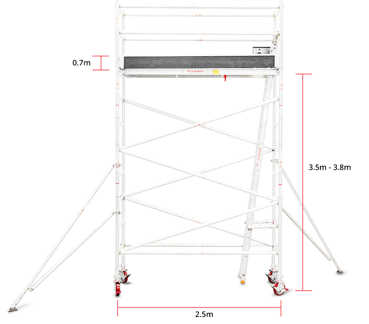 3.5m - 3.8m Narrow Aluminium Mobile Tower (Standing Height)