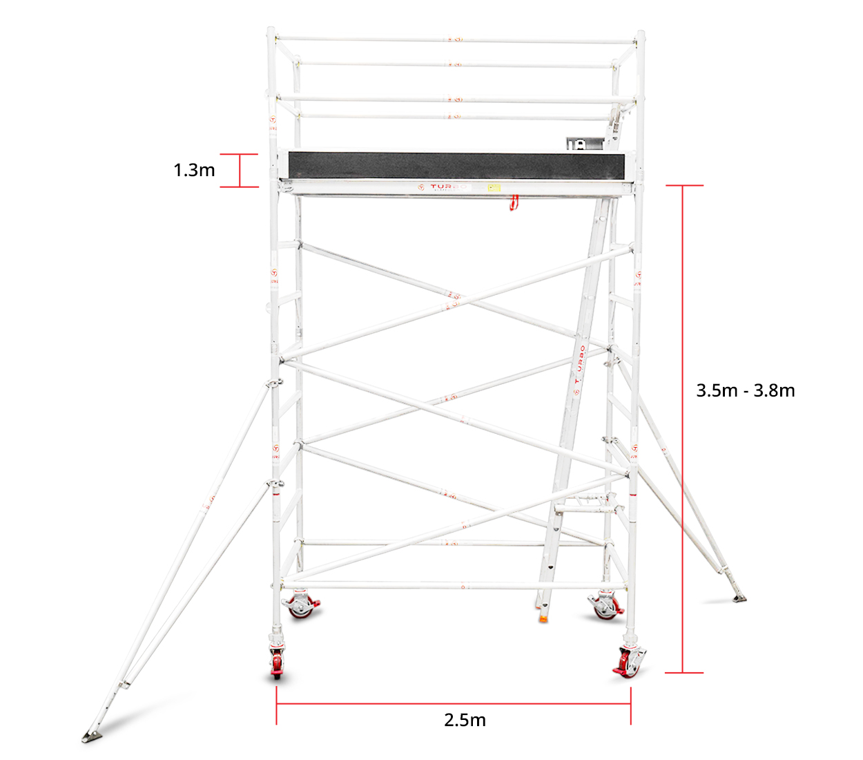 3.5m - 3.8m Wide Aluminium Mobile Tower (Standing Height)