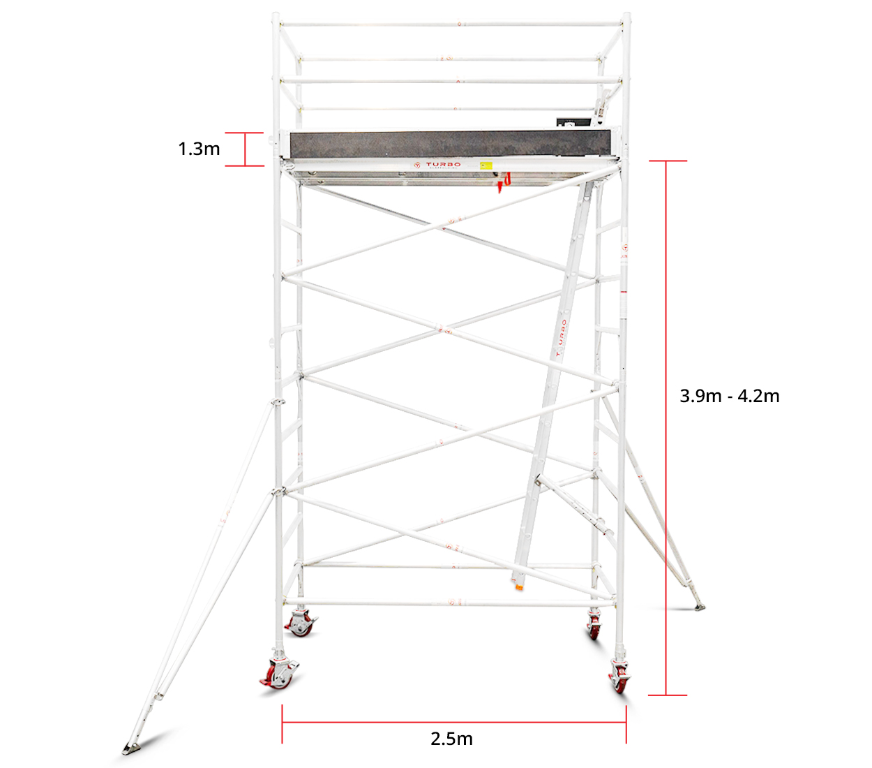 3.9m - 4.2m Wide Aluminium Mobile Tower (Standing Height)