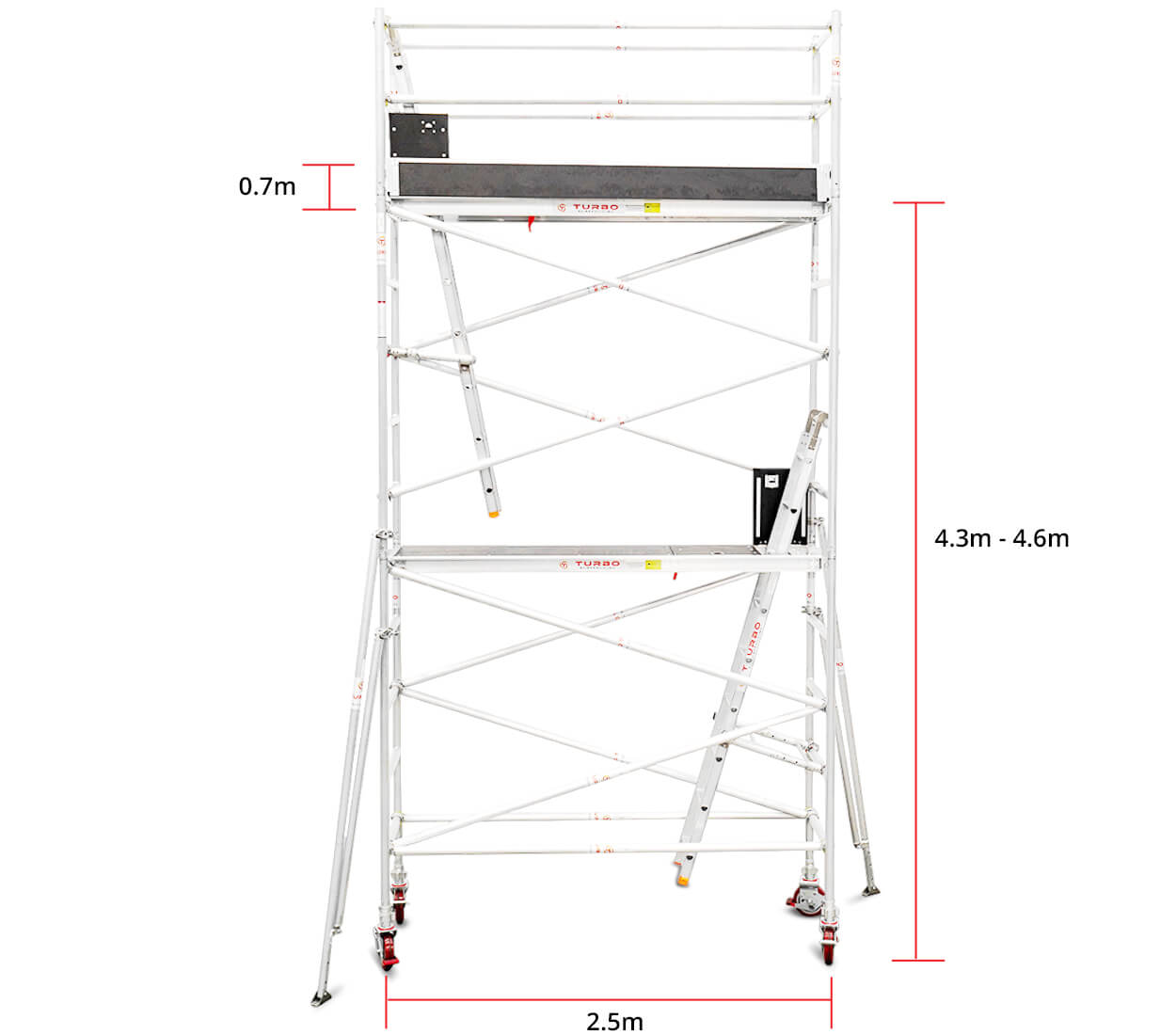 4.3m - 4.6m Narrow Aluminium Mobile Tower (Standing Height)