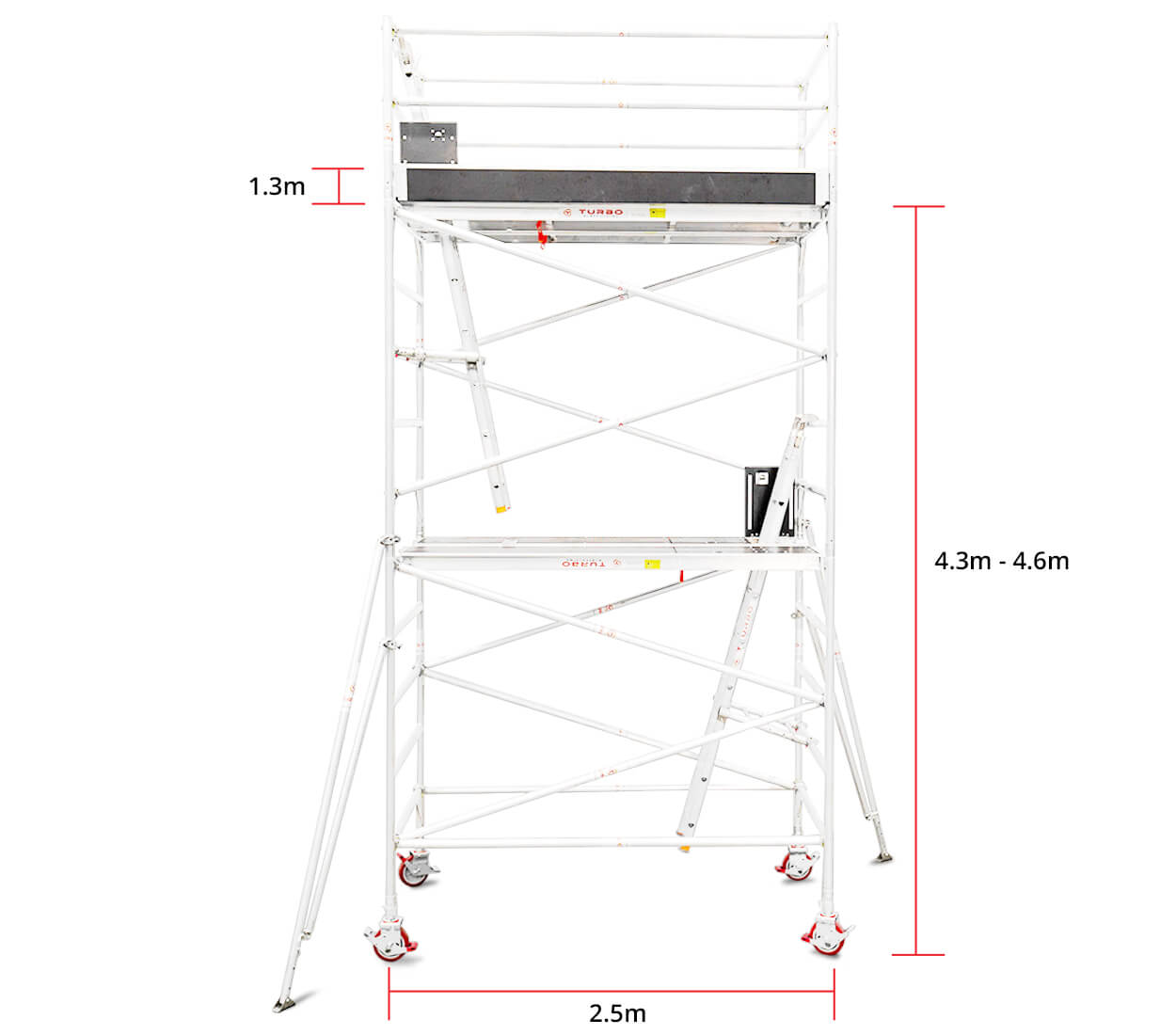 4.3m - 4.6m Wide Aluminium Mobile Tower (Standing Height)