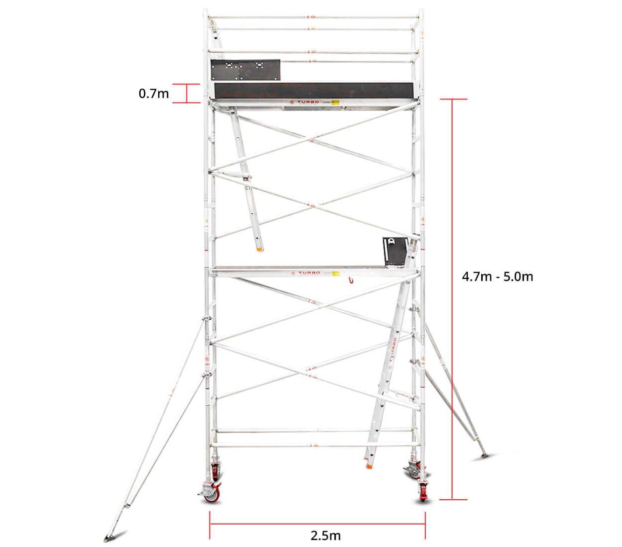 4.7m - 5.0m Narrow Aluminium Mobile Tower (Standing Height)