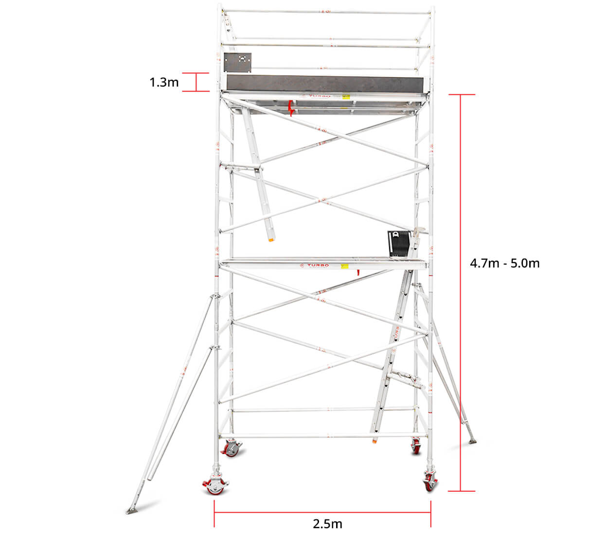 4.7m - 5.0m Wide Aluminium Mobile Tower (Standing Height)