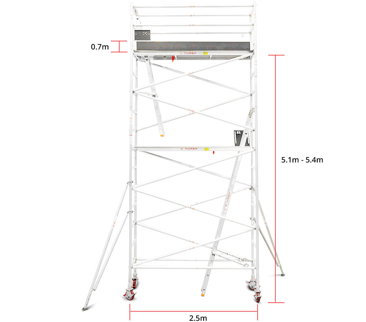 5.1m - 5.4m Narrow Aluminium Mobile Tower (Standing Height)