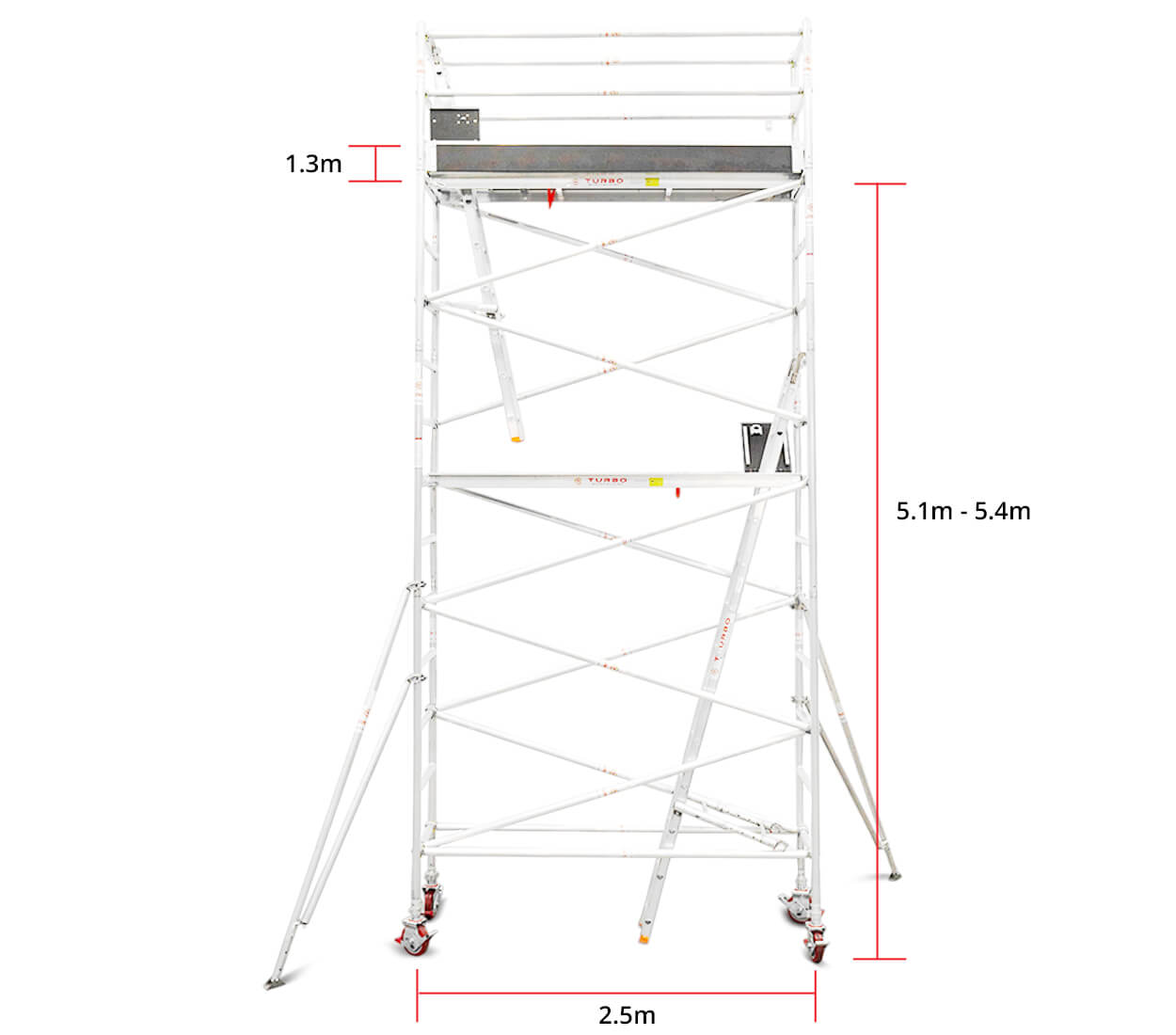 5.1m - 5.4m Wide Aluminium Mobile Tower (Standing Height)