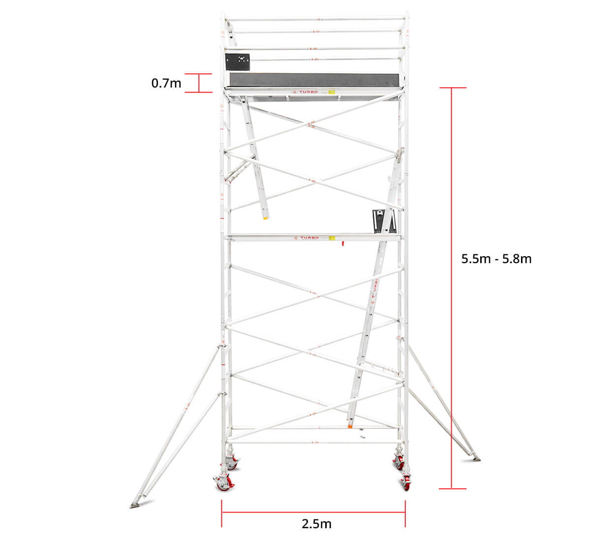 5.5m - 5.8m Narrow Aluminium Mobile Tower (Standing Height)