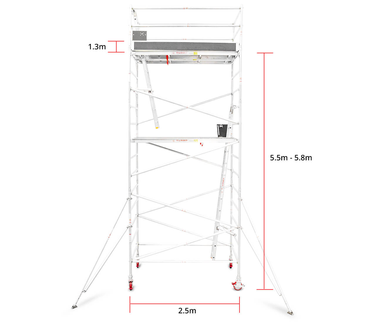 5.5m - 5.8m Wide Aluminium Mobile Tower (Standing Height)