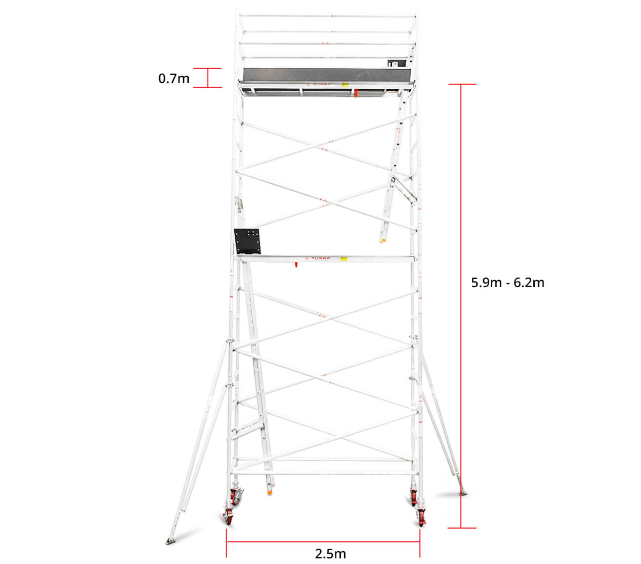 5.9m - 6.2m Narrow Aluminium Mobile Tower (Standing Height)