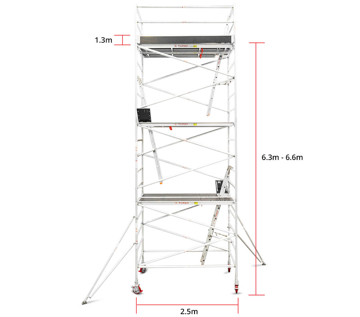 6.3m - 6.6m Wide Aluminium Mobile Tower (Standing Height)